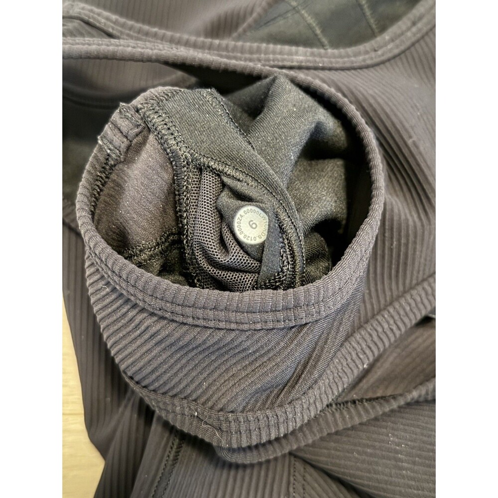 Lululemon Brunch and Back Ribbed Midi Black Dress Sz 6 Women’s Sweat Wicking - Picture 8 of 9